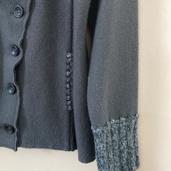 Garnet Hill- Wool Asymmetrical Button Draped Detail Jacket - Picture 8 of 14